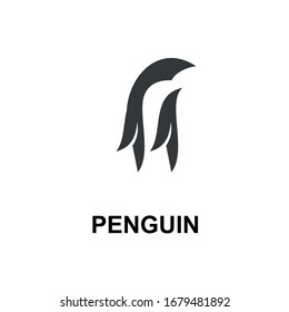 ícono de logo de espacio negativo pingüino ilustración vectorial