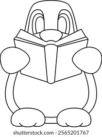 Penguin Nerd Book Animal Vector Graphic Art Illustration