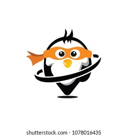 penguin ninja logo template
