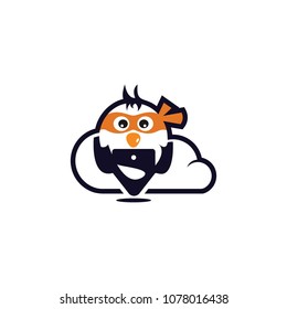 penguin ninja logo template
