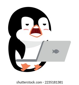 Penguin with notebook vector cartoon