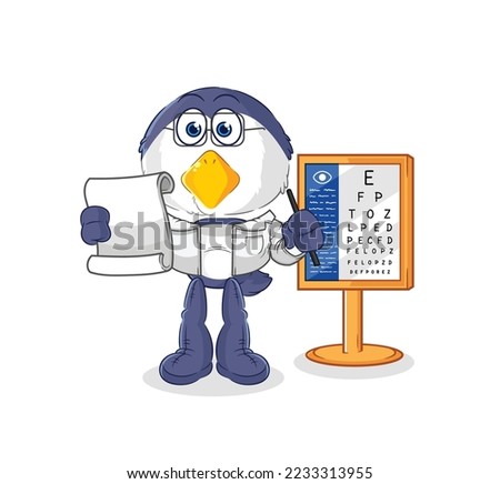 the penguin oculist cartoon. cartoon mascot vector