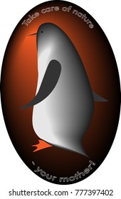 Penguin on an alarming background Take care of nature - your mother! Logo
