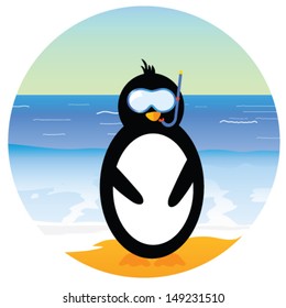 penguin on the beach vector illustration part two
