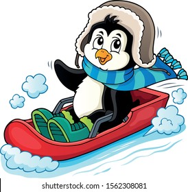 Penguin on bobsleigh theme image 1 - eps10 vector illustration.