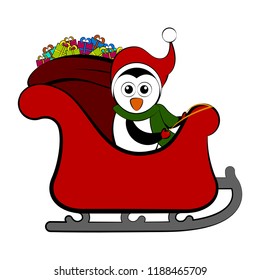 Penguin on a christmas sledge