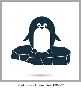Penguin on the floe icon on the background