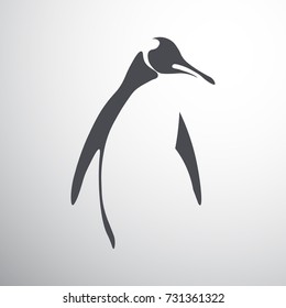 penguin on the greu background