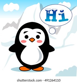 Penguin on ice cartoon vector 10