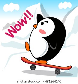 Penguin on ice cartoon vector 10