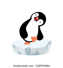 penguin on ice floe cartoon