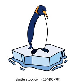 penguin on an ice floe drifting vector illustration design