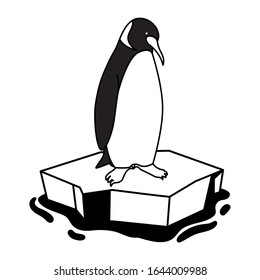 penguin on an ice floe drifting vector illustration design