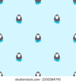 Penguin on an ice floe pattern seamless. Ornament for children's fabric. Penguins background