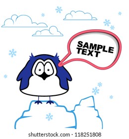 Penguin on ice floe. Vector illustration.