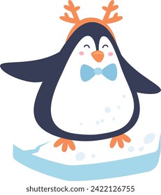 Penguin On Ice Floe Vector Illustration