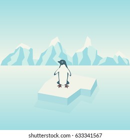 Penguin on an ice floe vector illustration