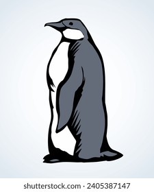 Penguin on the ice. Vector drawing