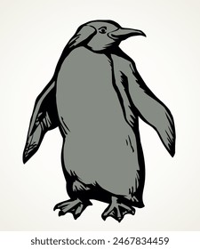 Penguin on the ice. Vector drawing