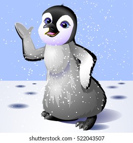 penguin on ice welcomed.Vector penguin.