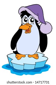 Penguin on iceberg - vector illustration.