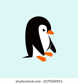 A penguin on a light blue background