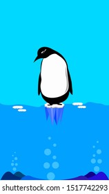 Penguin on the pack ice. from global warming