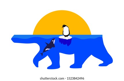 Penguin on the pack ice. from global warming