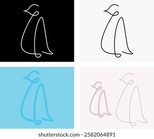 PENGUIN ON A SINGLE LINE TRACE - VECTOR FOR BRAND OR LOGO AND DESIGN
