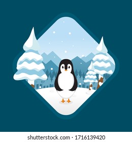 penguin on the snow background
