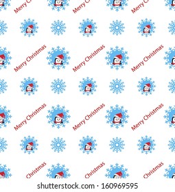 penguin on snowflake background, christmas pattern