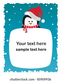 Penguin on snowy background