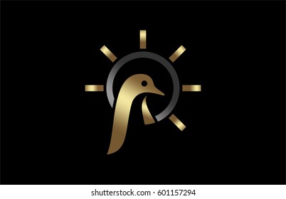 penguin on with sun icon in gold and metal color