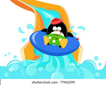 Penguin On Water Slide