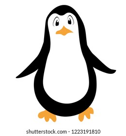 A penguin is on a white background.