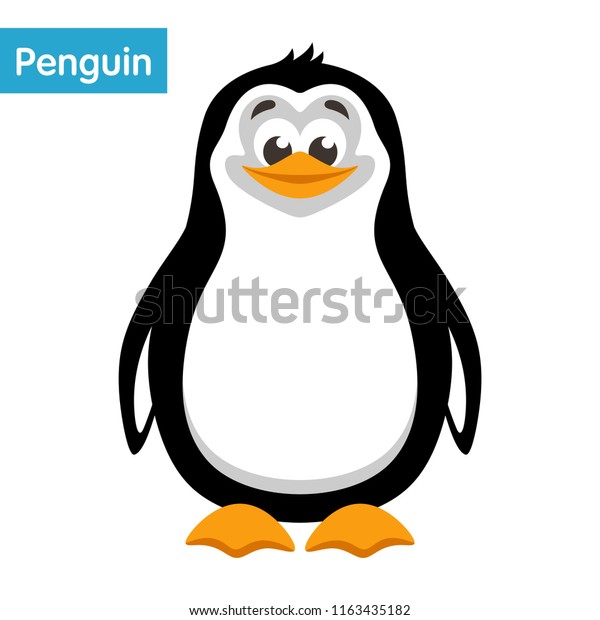 Penguin On White Background Cartoon Colorful Stock Vector (Royalty Free ...