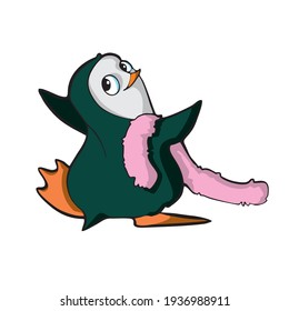 Pingüino sobre fondo blanco Cute Cartoon Vector ilustración