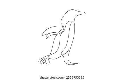 Penguin one continuous line drawing isolated on white background illustration the best use for logo