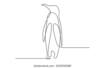 Penguin one continuous line drawing isolated on white background illustration the best use for logo