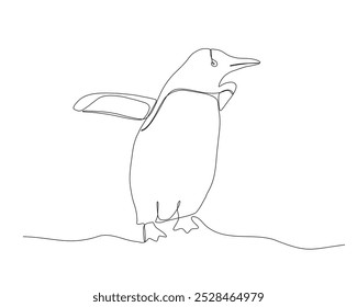 Penguin one line sketch. Hand drawn doodle vector illustration isolated on white