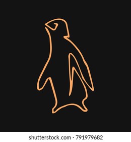 Penguin one line vector illustration. Doodle style. Design, print, logo, decor, textile, paper.