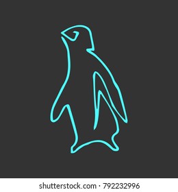 Penguin one line vector illustration. Doodle style. Design, print, logo, decor, textile, paper.