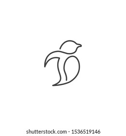 Penguin one line. Vector logo icon template