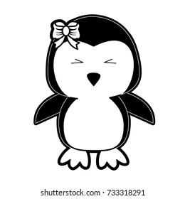 penguin with open wings cute animal cartoon icon image 