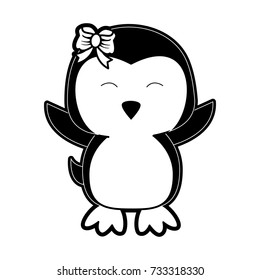 penguin with open wings cute animal cartoon icon image 