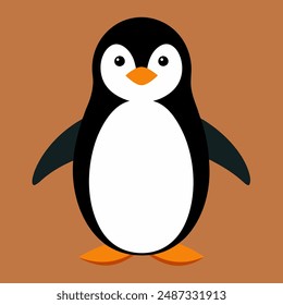 A penguin with an orange beak on a brown background