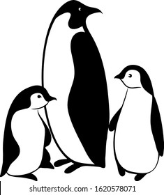 Penguin. Outline drawing. Graphics for web design. Black and white logo. Close-up. Marine theme. It can be used for fridge magnets, magazines, stamps, stickers, liners.