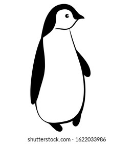 Penguin. Outline drawing. Graphics for web design. Black and white logo. Close-up. Marine theme. It can be used for fridge magnets, magazines, stamps, stickers, liners.