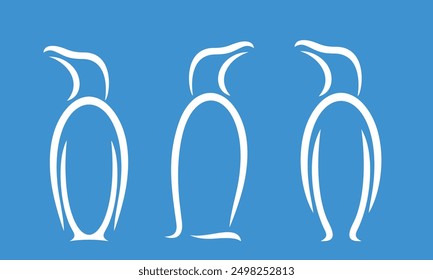 Penguin outline. King Penguin set