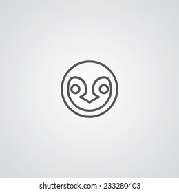 penguin outline thin symbol, dark on white background, logo editable, creative template